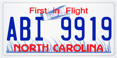 NC license plate ABI9919