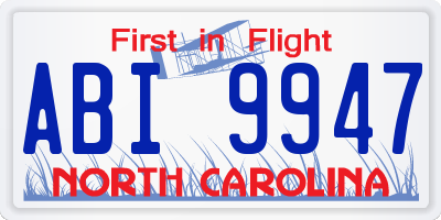 NC license plate ABI9947