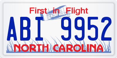 NC license plate ABI9952