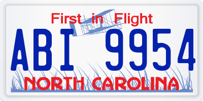 NC license plate ABI9954