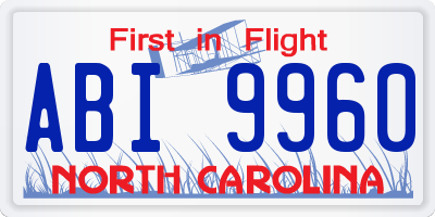 NC license plate ABI9960