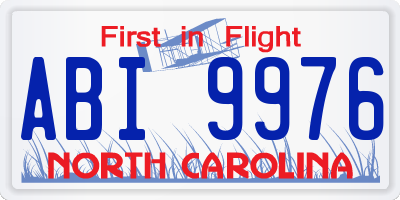 NC license plate ABI9976