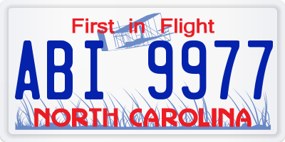 NC license plate ABI9977