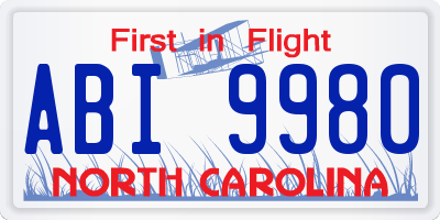 NC license plate ABI9980