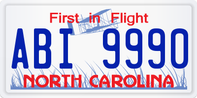 NC license plate ABI9990
