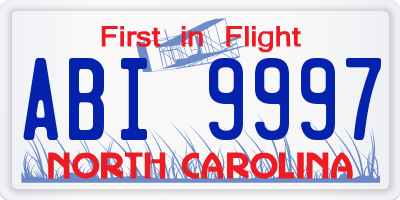 NC license plate ABI9997