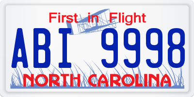 NC license plate ABI9998