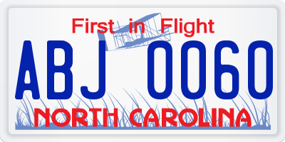 NC license plate ABJ0060