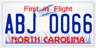 NC license plate ABJ0066