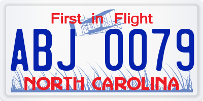 NC license plate ABJ0079