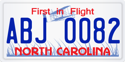 NC license plate ABJ0082