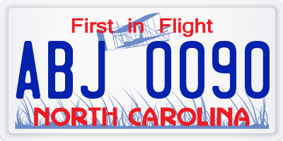 NC license plate ABJ0090