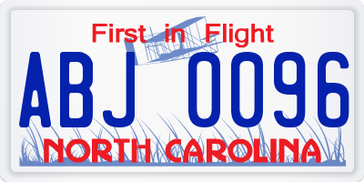 NC license plate ABJ0096