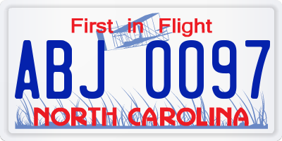 NC license plate ABJ0097