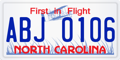 NC license plate ABJ0106