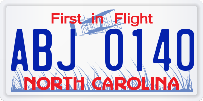 NC license plate ABJ0140