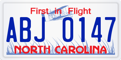NC license plate ABJ0147