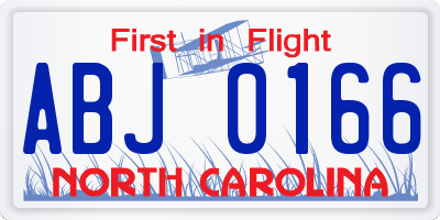 NC license plate ABJ0166