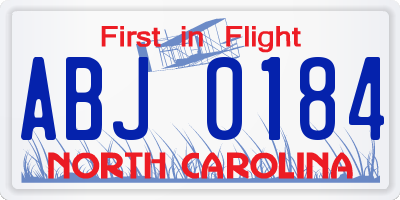 NC license plate ABJ0184