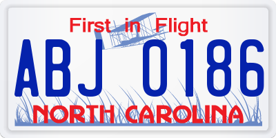 NC license plate ABJ0186