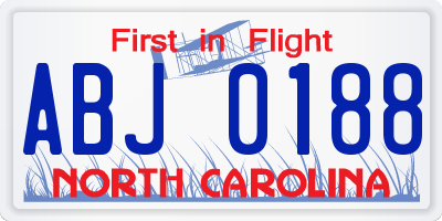 NC license plate ABJ0188