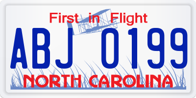 NC license plate ABJ0199