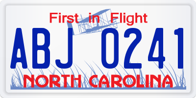 NC license plate ABJ0241