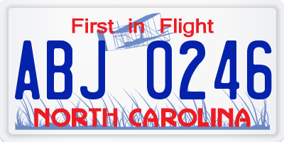 NC license plate ABJ0246