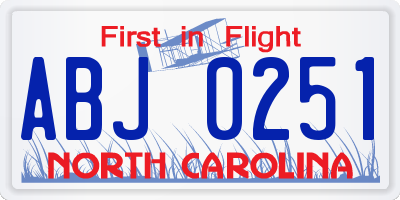 NC license plate ABJ0251