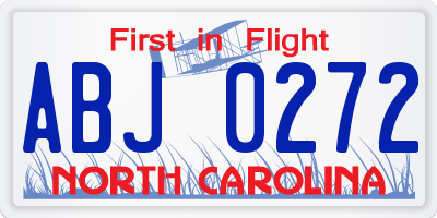 NC license plate ABJ0272
