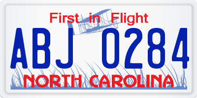 NC license plate ABJ0284