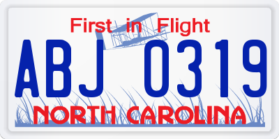NC license plate ABJ0319
