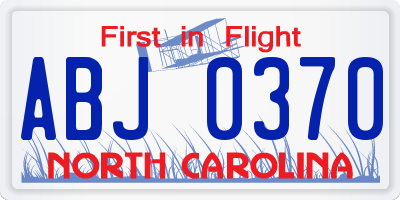 NC license plate ABJ0370