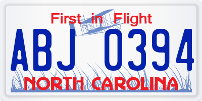 NC license plate ABJ0394