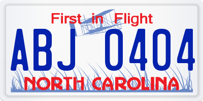 NC license plate ABJ0404