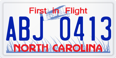 NC license plate ABJ0413
