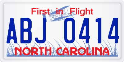 NC license plate ABJ0414