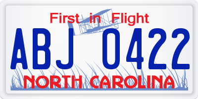 NC license plate ABJ0422