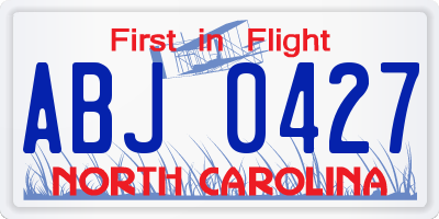 NC license plate ABJ0427
