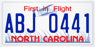 NC license plate ABJ0441
