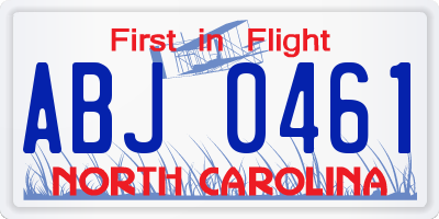 NC license plate ABJ0461