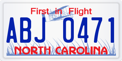 NC license plate ABJ0471