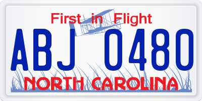 NC license plate ABJ0480