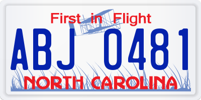 NC license plate ABJ0481