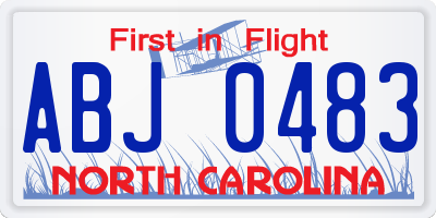 NC license plate ABJ0483