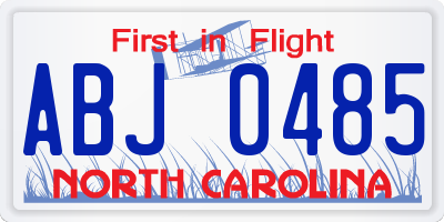 NC license plate ABJ0485