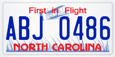 NC license plate ABJ0486