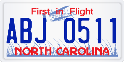 NC license plate ABJ0511