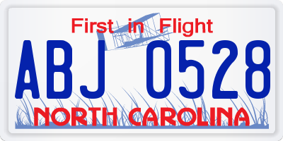 NC license plate ABJ0528
