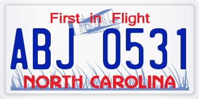NC license plate ABJ0531